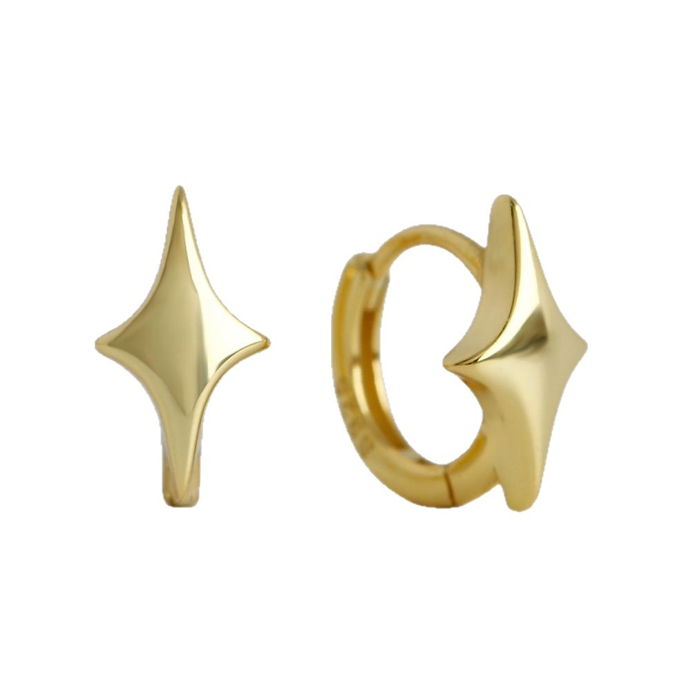 Four Pointed Star-Shaped Earrings 925 Sterling Silver Earrings