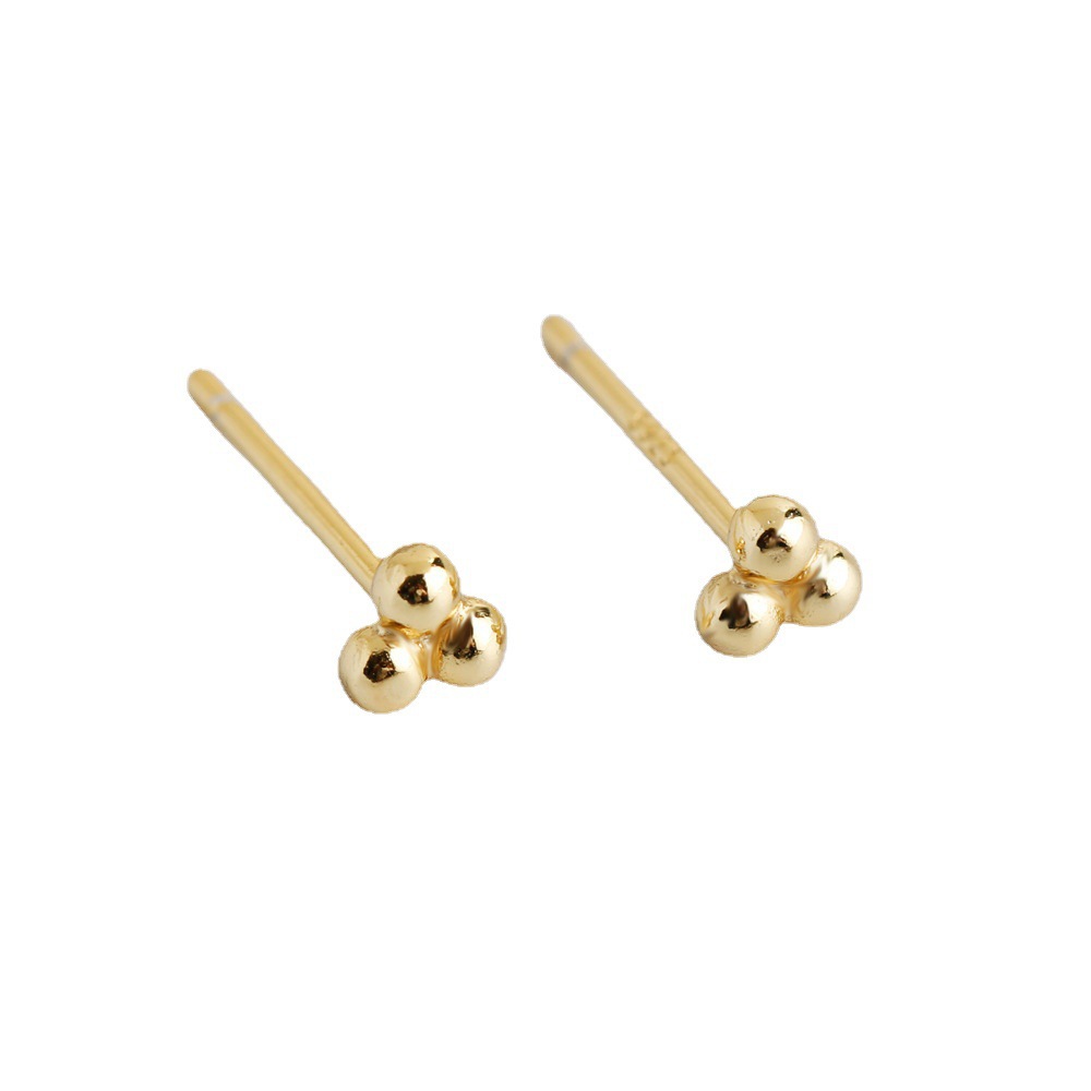 Geometric Design Featuring Three Beads 925 Sterling Silver Earrings