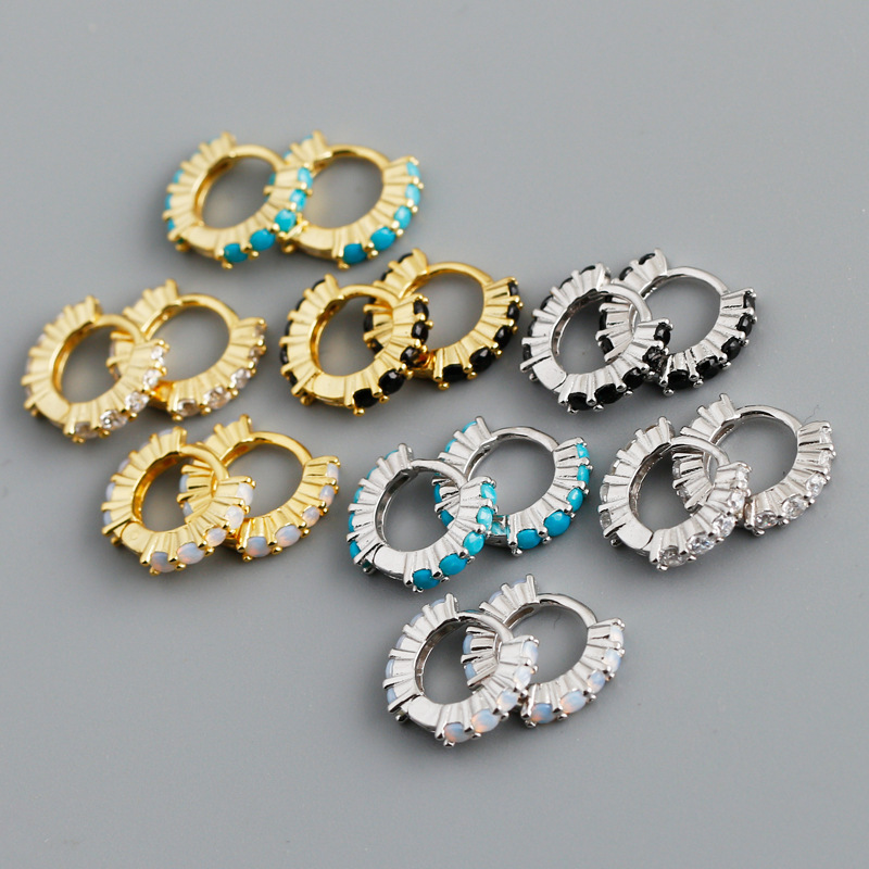 Circular Geometric Opal Amazing Crystals 925 Sterling Silver Earrings