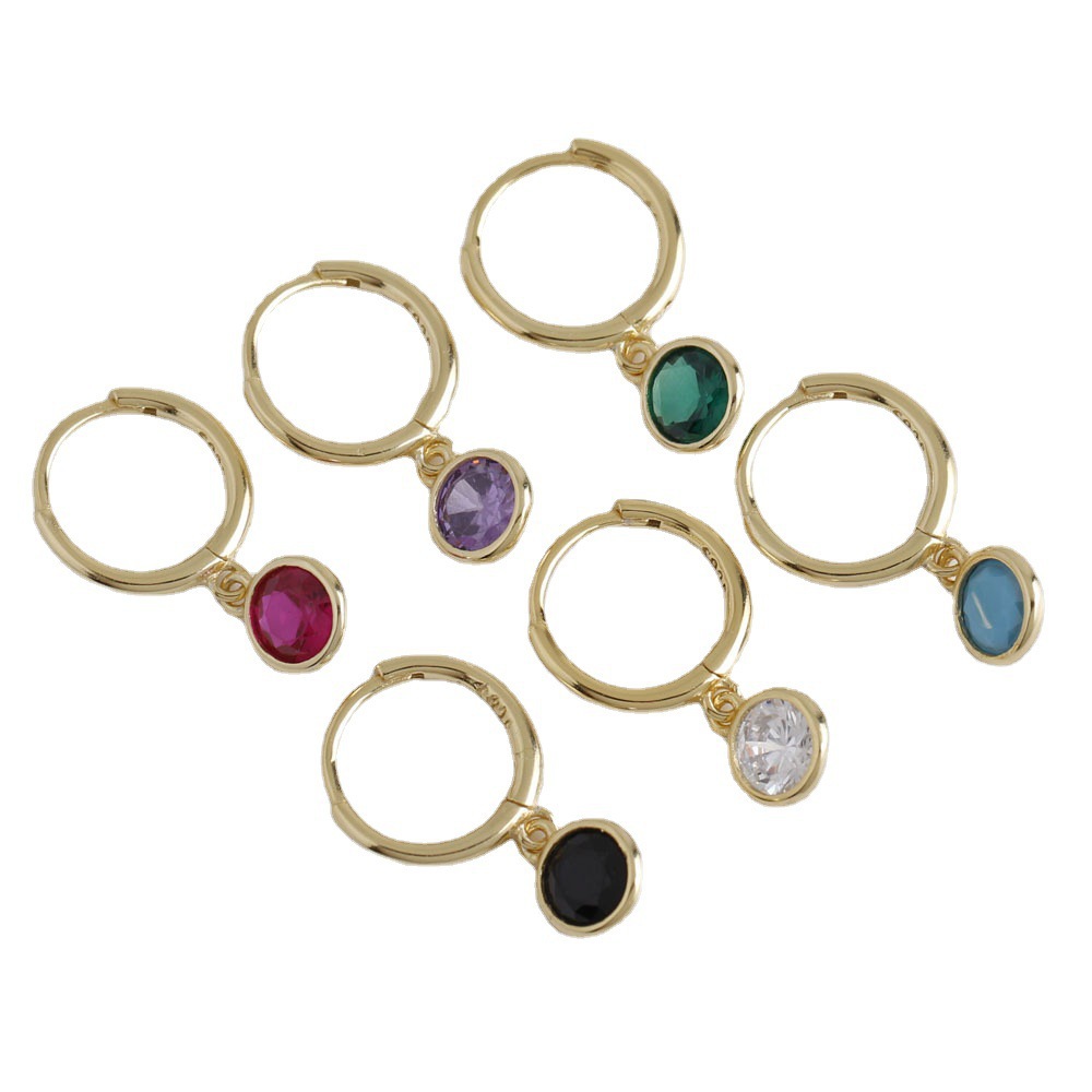 Geometric Round and Amazing Crystals 925 Sterling Silver Earrings