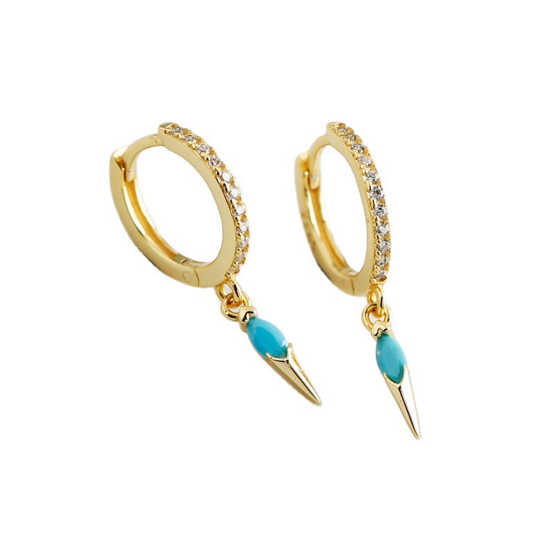 Geometric Style Amazing Crystals Marquise-Cut Spiked Pendant with 925 Sterling Silver Earrings