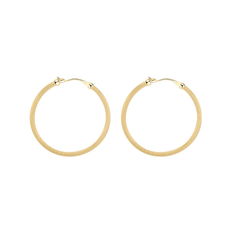 Geometric 925 Sterling Silver Round Matte Frosted Circle Hoop Earrings