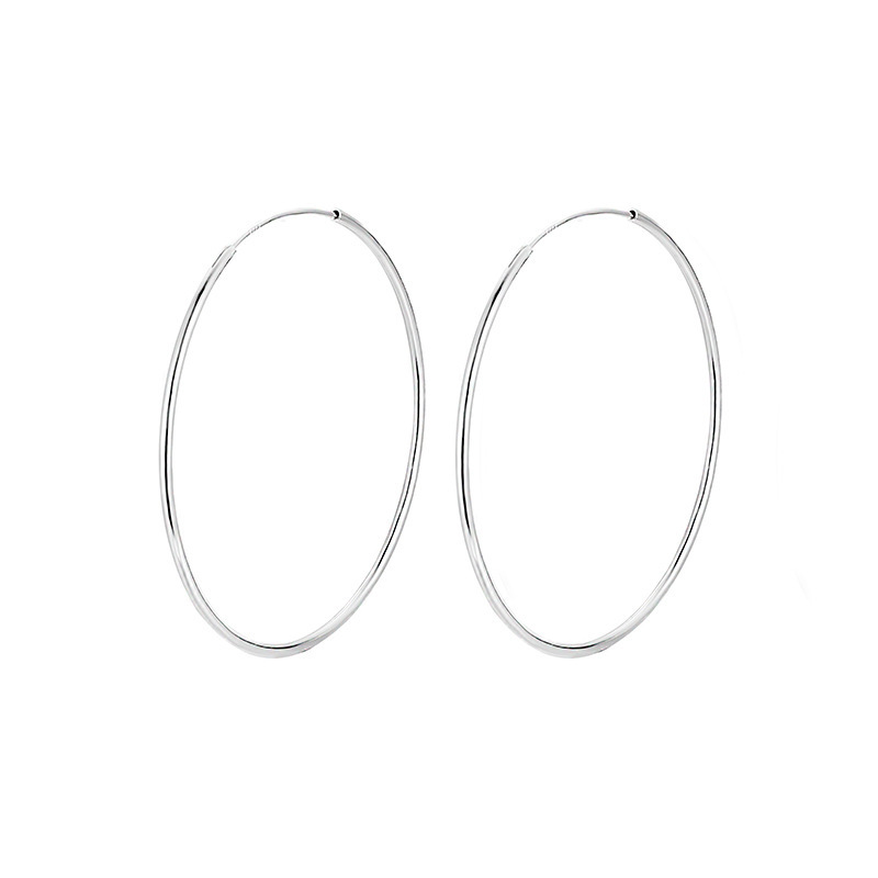Minimalist Geometric Circle 925 Sterling Silver Classic Round Hoop Earrings