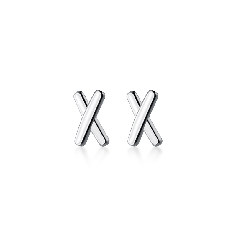 Minimalist X Letter Pure Metal S925 Silver Stud Earrings