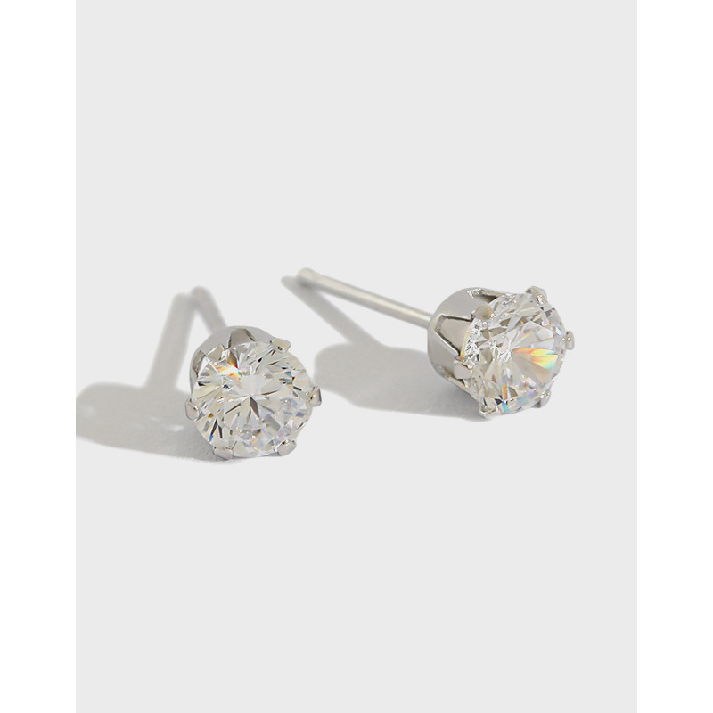 Minimalist Korean Style Women Elegant Fashion Jewelry S925 Sterling Silver Amazing Crystals Stud Earrings