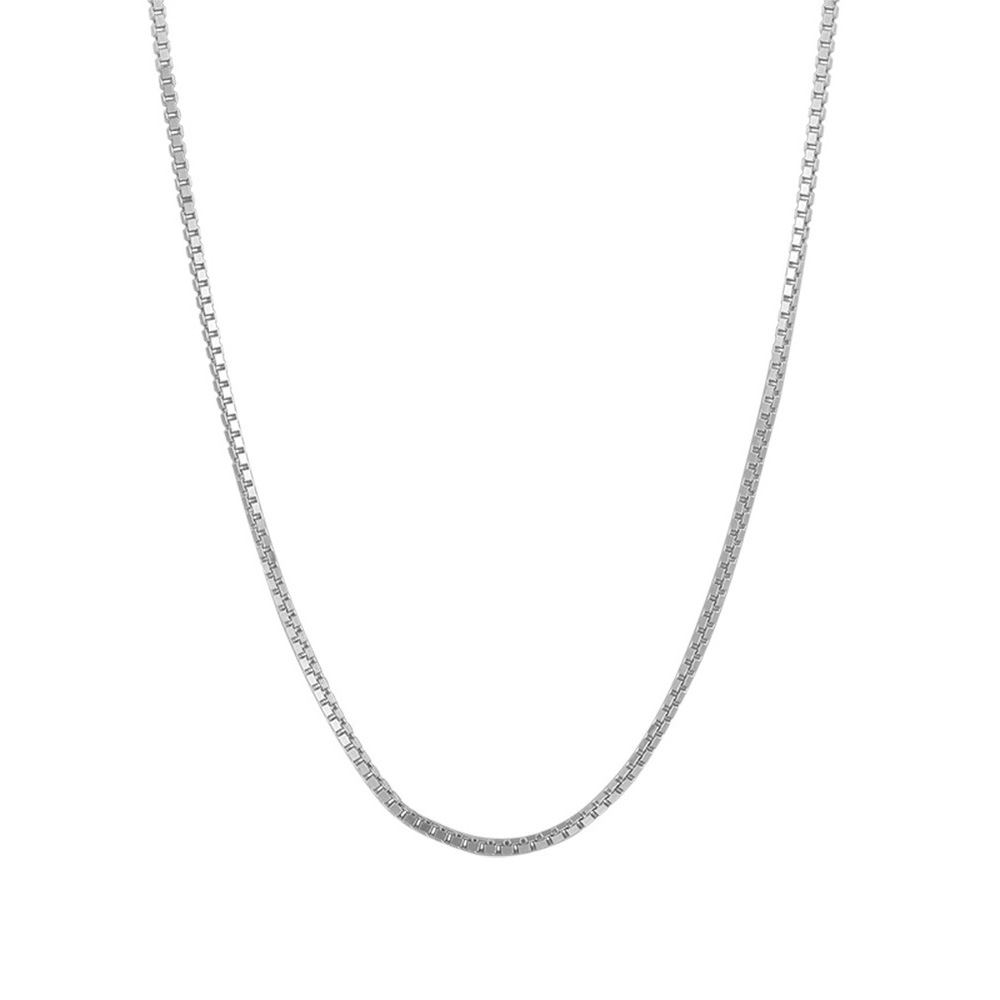 Minimalist Chain Geometric Modeling 925 Silver Box Shaped Chain Necklace