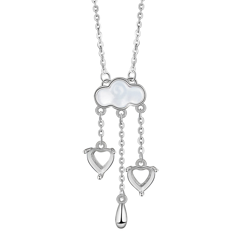 Anchor shaped and cloud-shaped pendant necklace for DIY Hollow stone inlay 925 sterling silver cross chain Necklace