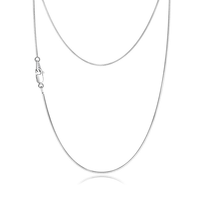 Pure Metal Minimalist Silver 925 Sterling Silver Box Chain Necklace Women Men Daily Necklace