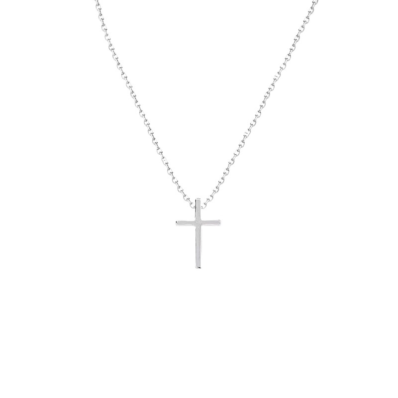 Minimalist Cross Pendant Necklace 925 Sterling Silver Geometric Chain Necklace