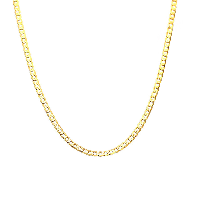 Women Layering Casual Party Modern Vintage Fashion Jewelry Flat Link Chain 925 Sterling Silver Cuban Chain Necklace