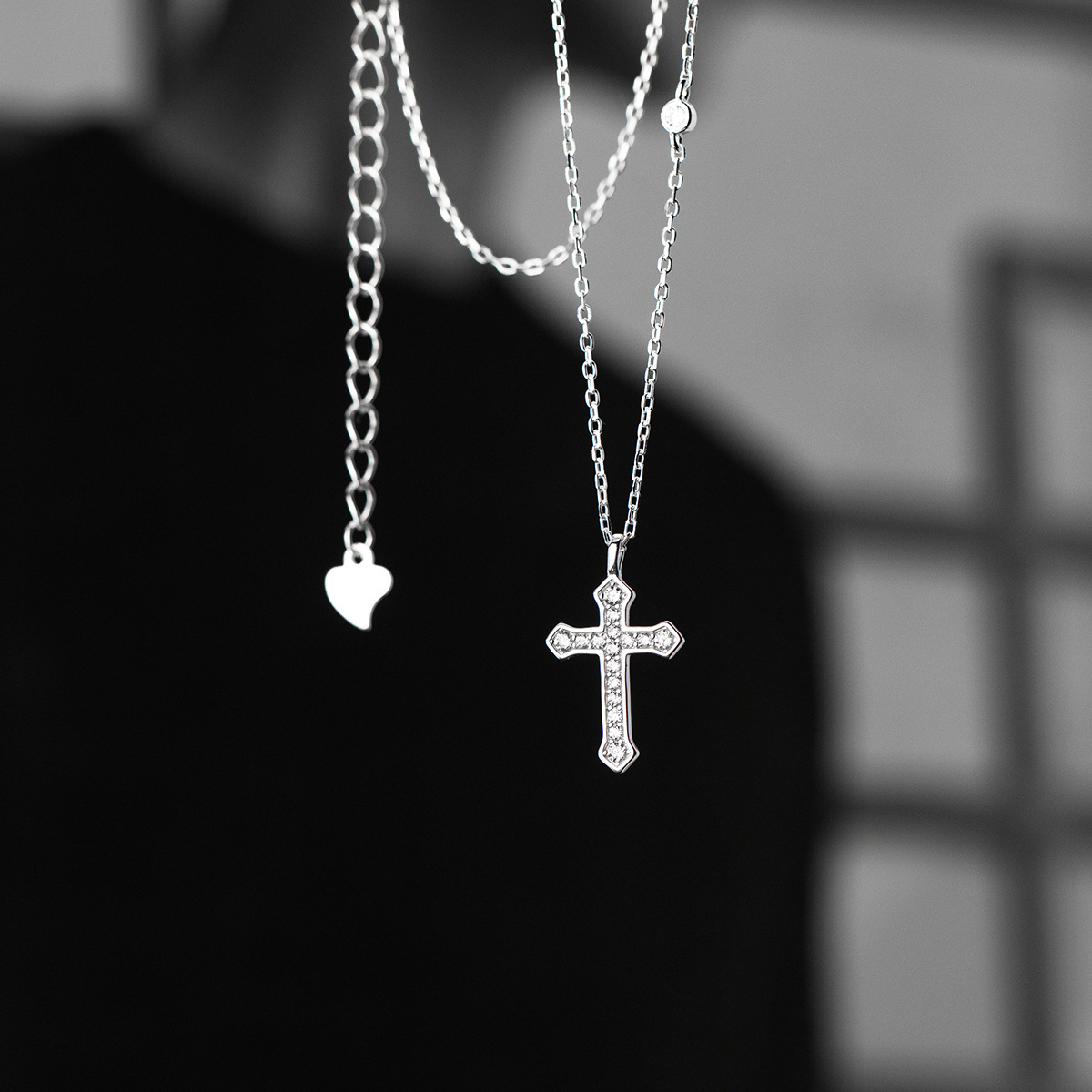 Religious Cross Amazing Crystals 925 Sterling Silver Necklace