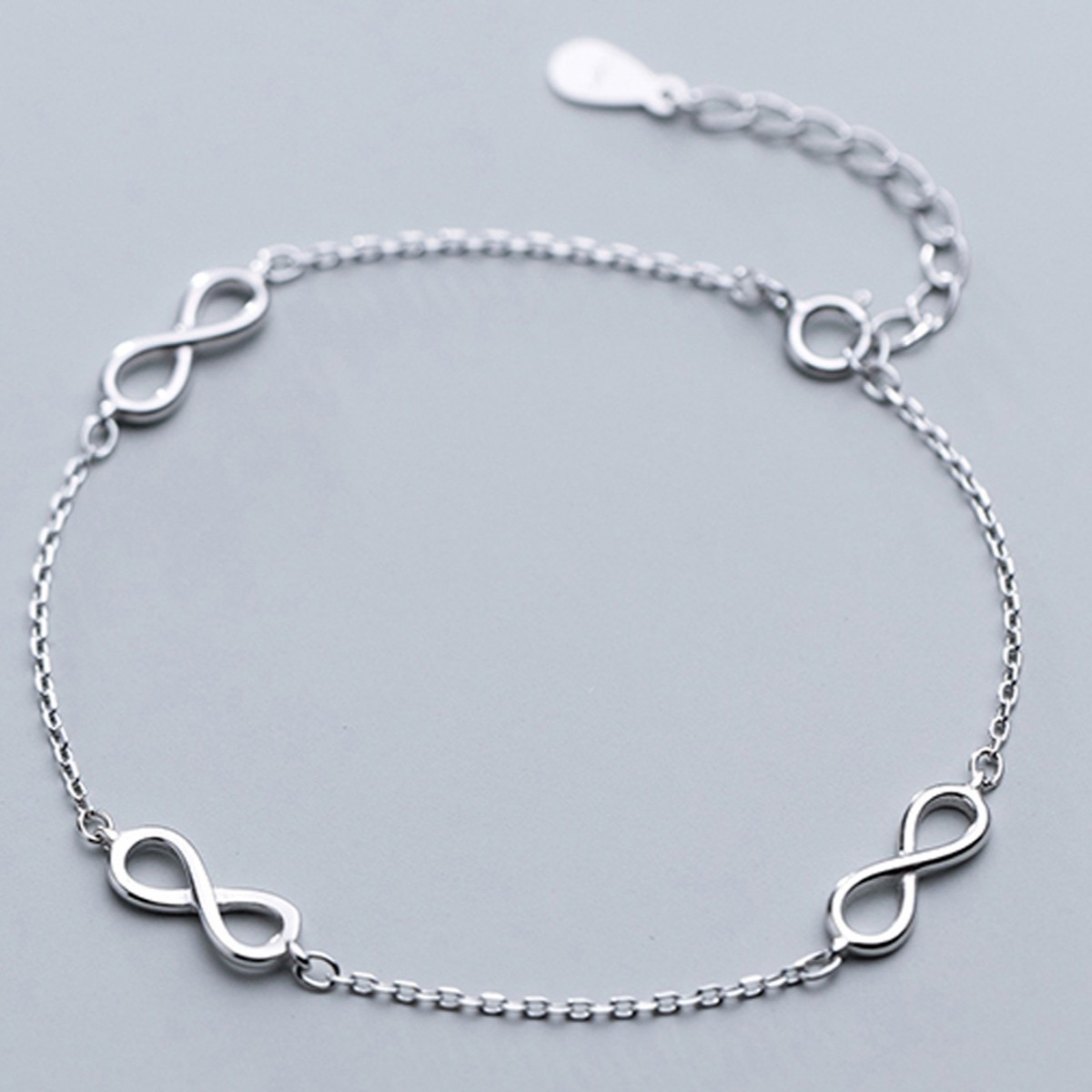 Infinity Symbol Pure Metal S925 Sterling Silver Chain Anklet Bracelet