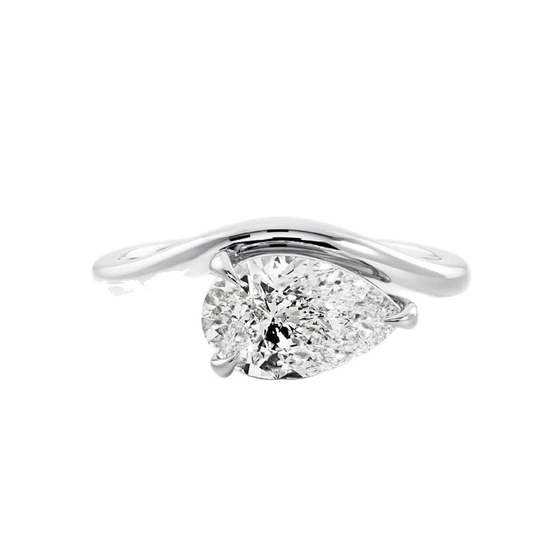 Minimalist Geometric Ring Amazing Crystals And Pure Metal 925 Sterling Silver 18K Gold Tone White Gold Tone Wave Leaf Clover Pear Cut Open Band Fashion Ring For Women Men