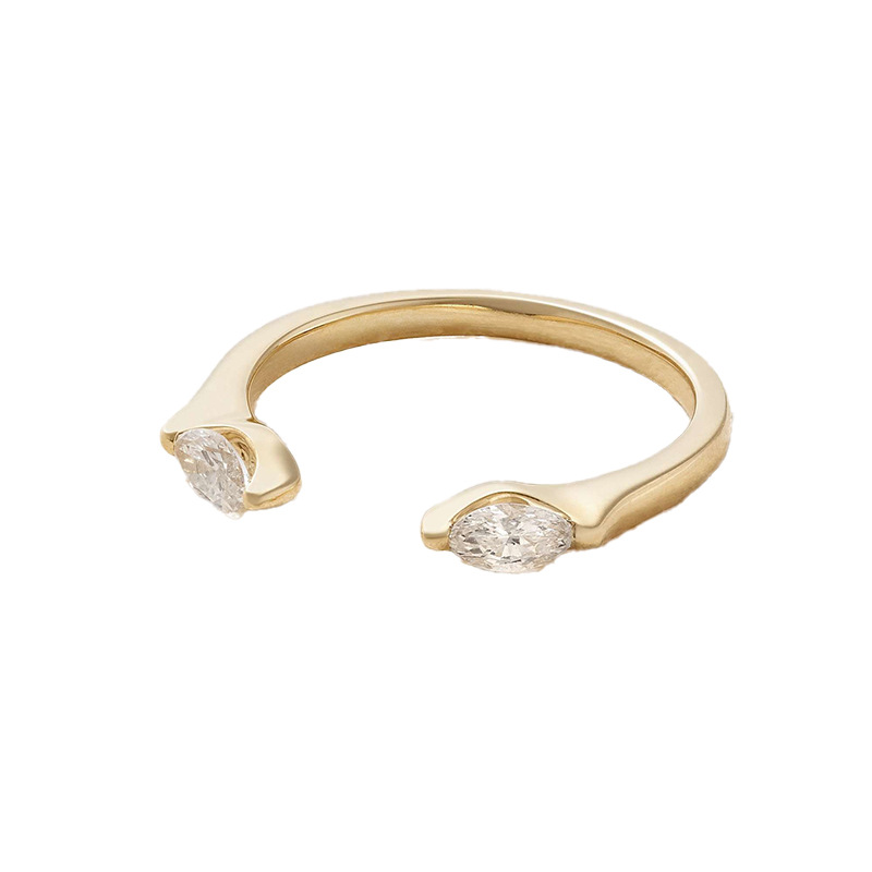 Marquise Clear Amazing Crystals 925 Sterling Silver Open Adjustable Ring