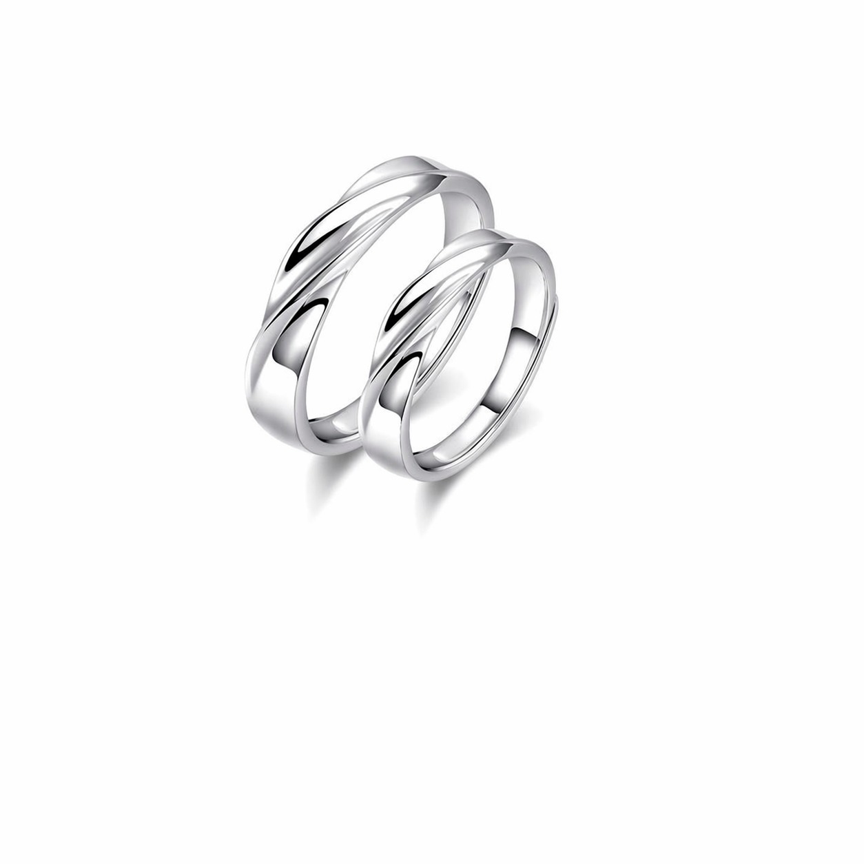 Mobius Twist Pure Metal Women Men Anniversary Birthday Gift S925 Silver Adjustable Couple Ring